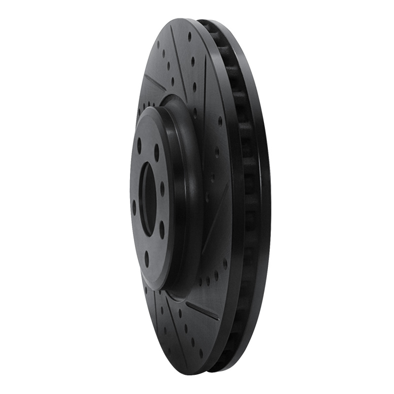 Audi Q5 Brake Rotor (1) - Front Right - R1 Concepts - Drilled & Slotted - Black - `08-`12